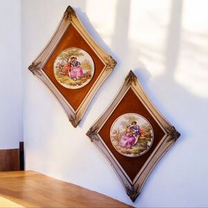 Victorian French Cameo (2) ROMANTIC FRENCH COURTING COUPLE by FRAGONARD 18"x13"